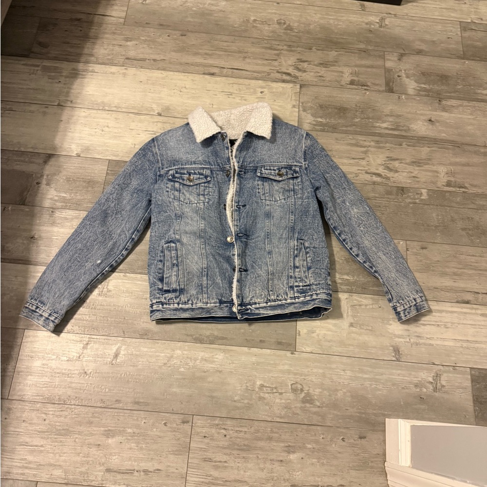 Blue Denim Jacket with Sherpa Collar